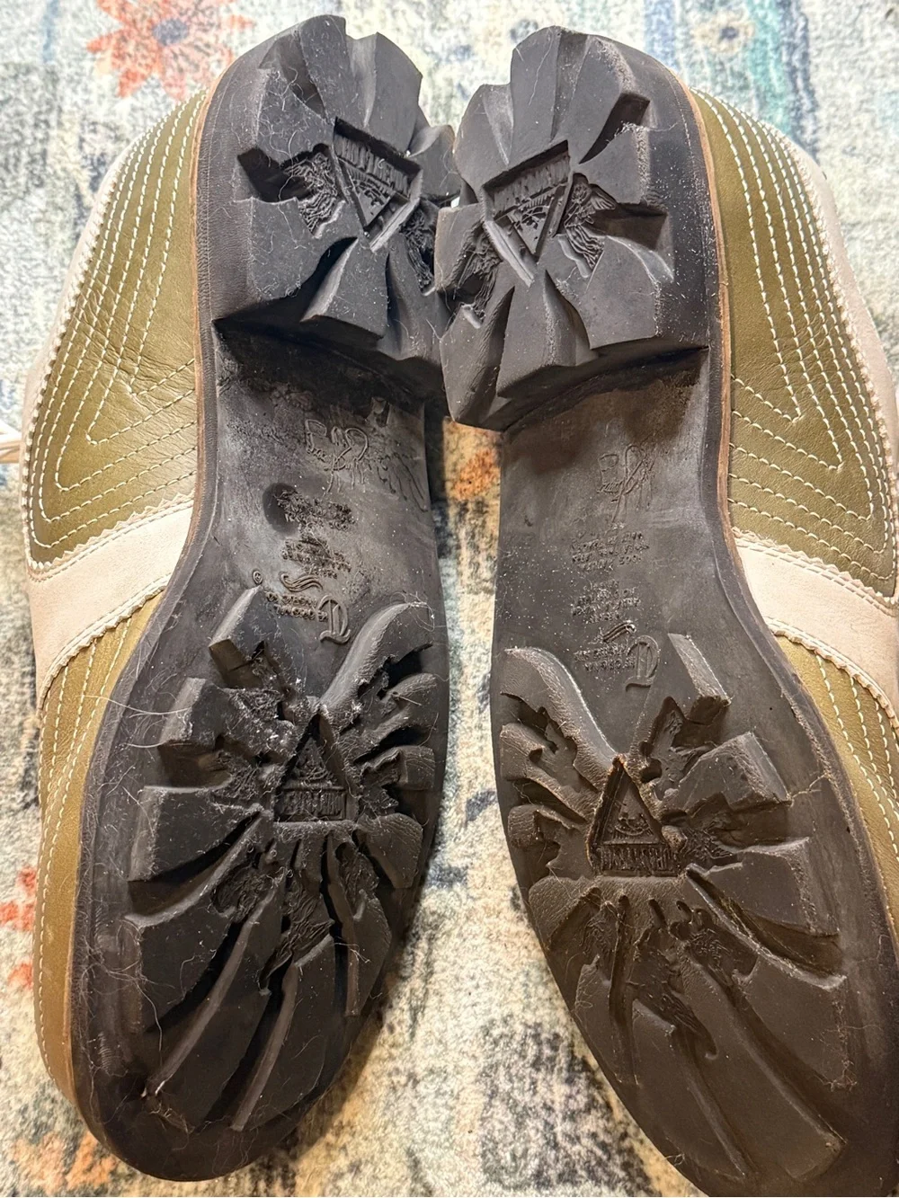 John Fluevog Vintage Men's Radio Derby - Two-Tone Olive and Green lace-up - 12